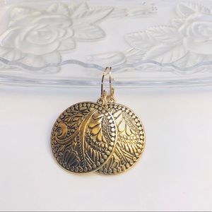 Anthropologie Dangle Disc Design Earrings